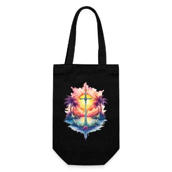 Ancre tropicale au lever du soleil - Sac à bouteille - noir - Devant