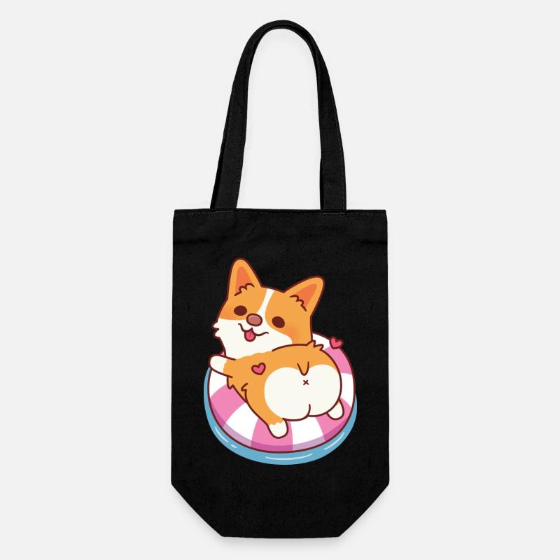 Sød Corgi slapper af på pool-float sommer - Gavepose til flasker - sort