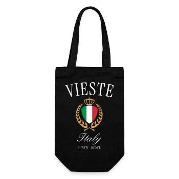 Vieste Italien Wappen Krone – Reise Souvenir - Geschenkbeutel für Flaschen - Schwarz - Vorne
