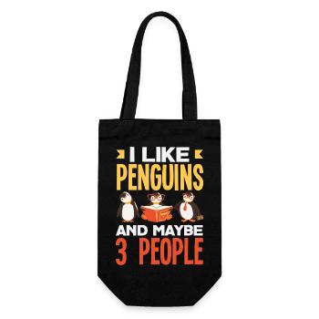 Pingouin mignon - Cadeau pour l’amoureux des manchots - Sac à bouteille - noir - Devant