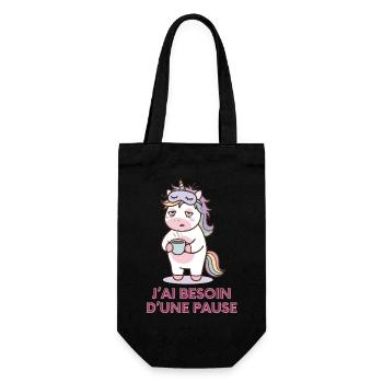 Licorne Fatiguée – Cadeau Humour - Sac à bouteille - noir - Devant