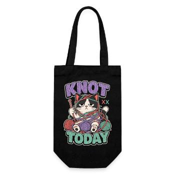 Knot Today Cat with Wool - Gift Bag for Bottles - black - Front