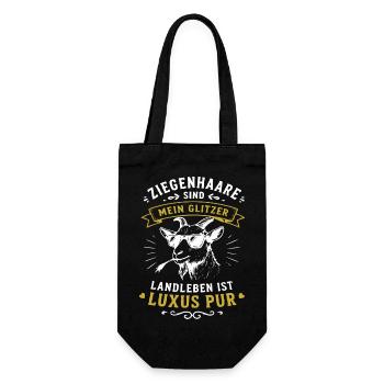 Ziege mit Glitzer – Luxuslandleben - Geschenkbeutel für Flaschen - Schwarz - Vorne