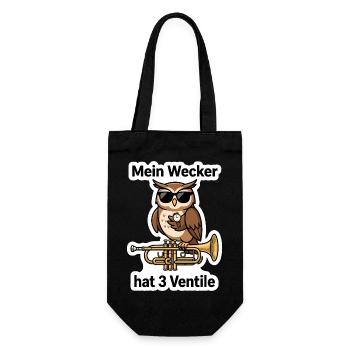 Trompete Trompeter Blasmusik Wecker T-Shirt - Geschenkbeutel für Flaschen - Schwarz - Vorne