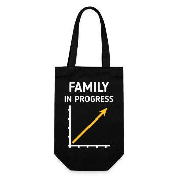 Family In Progress (Schwanger / Eltern / NEG 2C) - Geschenkbeutel für Flaschen - Schwarz - Vorne