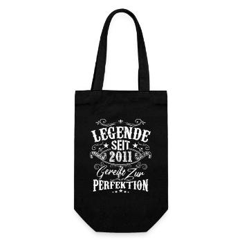 Legende Seit 2011 Gereift Zur Perfektion, Geschenk - Geschenkbeutel für Flaschen - Schwarz - Vorne