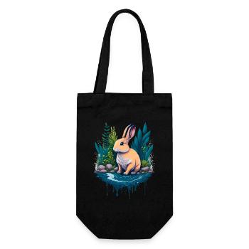 Beautiful illustration of a rabbit - Gift Bag for Bottles - black - Front
