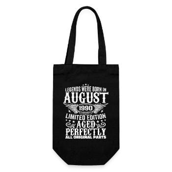 August 1990 Jubiläum 1990 Legenden August - Geschenkbeutel für Flaschen - Schwarz - Vorne