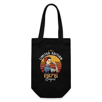 August 1976 Retro Jahrgang Geburtstag August 1976 - Geschenkbeutel für Flaschen - Schwarz - Vorne
