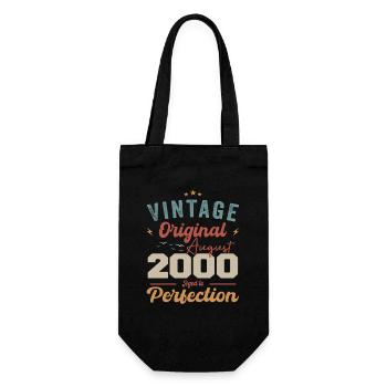 August 2000 Vintage Jahrgang Geburtstag Retro - Geschenkbeutel für Flaschen - Schwarz - Vorne