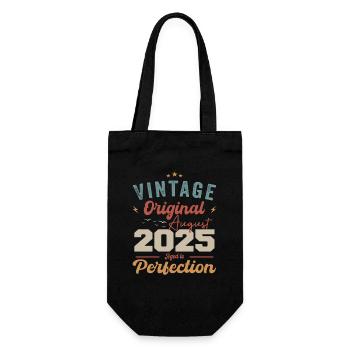 August 2025 Vintage Jahrgang Geburtstag Retro - Geschenkbeutel für Flaschen - Schwarz - Vorne