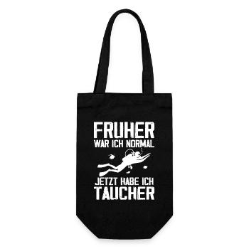 Früher war ich normal jetzt habe ich taucher - Geschenkbeutel für Flaschen - Schwarz - Vorne