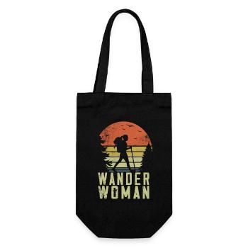 Wander Woman Herzschlag Berge - Geschenkbeutel für Flaschen - Schwarz - Vorne