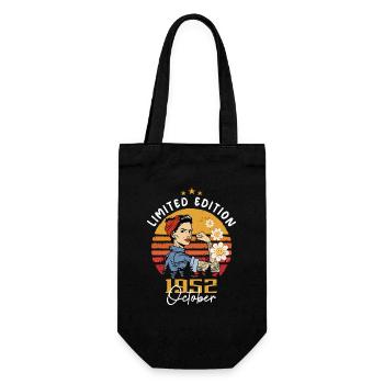 Oktober 1952 geboren | October 1952 - Geschenkbeutel für Flaschen - Schwarz - Vorne