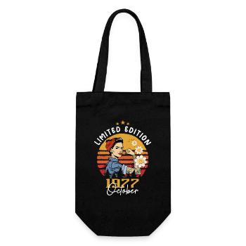 Oktober 1977 geboren | October 1977 - Geschenkbeutel für Flaschen - Schwarz - Vorne