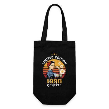 October 1990 born | October 1990 - Gift Bag for Bottles - black - Front