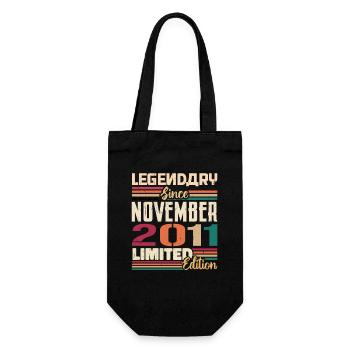 Legendär Seit November 2011 - Geschenk 2011 - Geschenkbeutel für Flaschen - Schwarz - Vorne