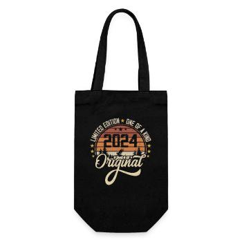 2024 Vintage Jahrgang Retro Geburtstag Geschenk - Geschenkbeutel für Flaschen - Schwarz - Vorne