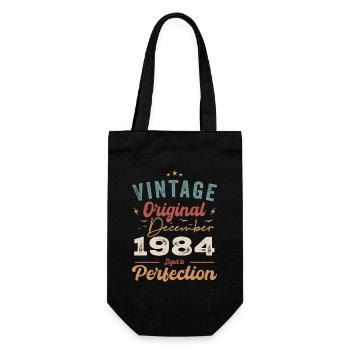 Vintage Birthday - December 1984 - Gift Idea - Gift Bag for Bottles - black - Front