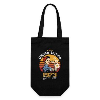 Dezember 1973 Geburtstagsgeschenk Dezember 1973 - Geschenkbeutel für Flaschen - Schwarz - Vorne