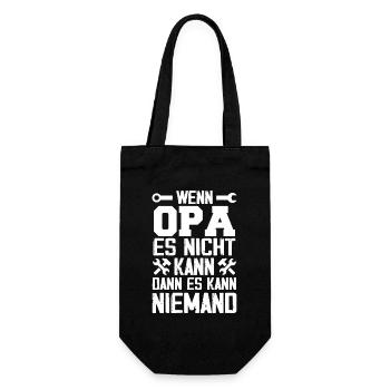 Wenn Opa es nicht reparieren kann, kann es keiner - Geschenkbeutel für Flaschen - Schwarz - Vorne
