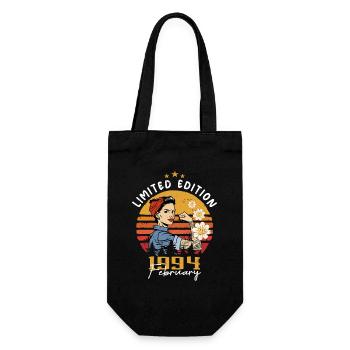 30 years old - Born in February 1994 - Gift Bag for Bottles - black - Front