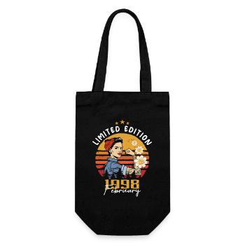 26 years old - Born in February 1998 - Gift Bag for Bottles - black - Front