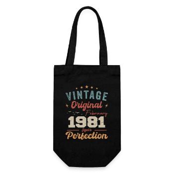 Born in February 1981 vintage 1981 Birthday - Gift Bag for Bottles - black - Front