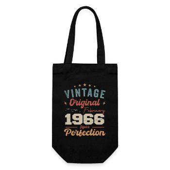 Geboren im Februar 1966 vintage 1966 Geburtstag - Geschenkbeutel für Flaschen - Schwarz - Vorne