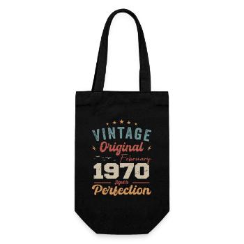 Born in February 1970 vintage 1970 birthday - Gift Bag for Bottles - black - Front