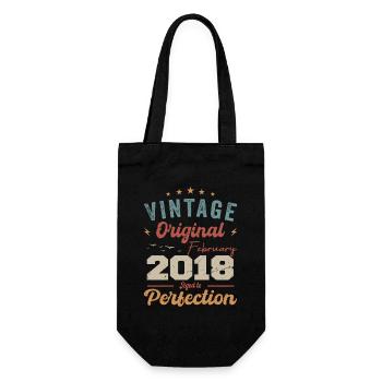 Born in February 2018 vintage 2018 birthday - Gift Bag for Bottles - black - Front