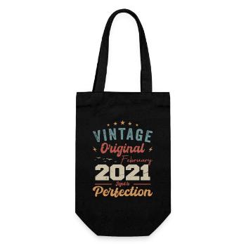 Geboren im Februar 2021 vintage 2021 Geburtstag - Geschenkbeutel für Flaschen - Schwarz - Vorne
