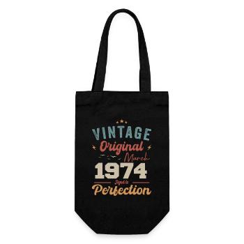 März 1974 Jahrgang geboren Vintage Geburtstag - Geschenkbeutel für Flaschen - Schwarz - Vorne