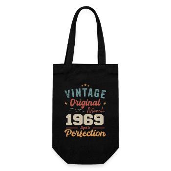 März 1969 Jahrgang geboren Vintage Geburtstag - Geschenkbeutel für Flaschen - Schwarz - Vorne