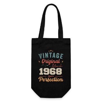 März 1968 Jahrgang geboren Vintage Geburtstag - Geschenkbeutel für Flaschen - Schwarz - Vorne