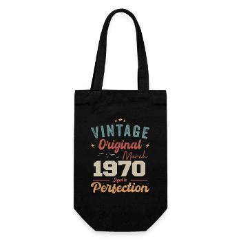 März 1970 Jahrgang geboren Vintage Geburtstag - Geschenkbeutel für Flaschen - Schwarz - Vorne