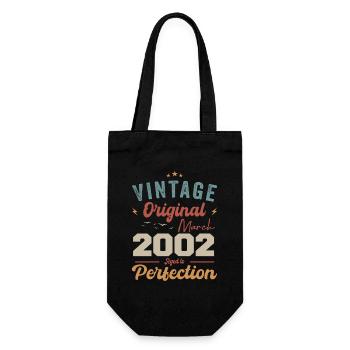 März 2002 Jahrgang geboren Vintage Geburtstag - Geschenkbeutel für Flaschen - Schwarz - Vorne