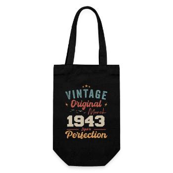 März 1943 Jahrgang geboren Vintage Geburtstag - Geschenkbeutel für Flaschen - Schwarz - Vorne