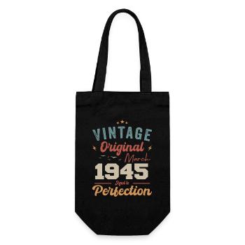 März 1945 Jahrgang geboren Vintage Geburtstag - Geschenkbeutel für Flaschen - Schwarz - Vorne