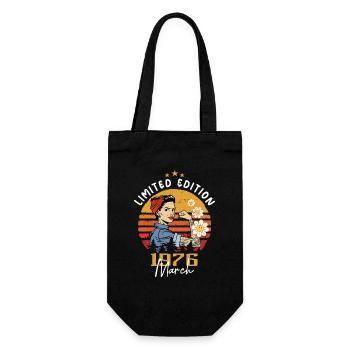 Women born in March 1976 Birthday 1976 - Gift Bag for Bottles - black - Front