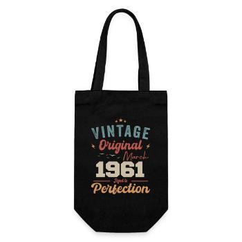 März 1961 Jahrgang geboren Vintage Geburtstag - Geschenkbeutel für Flaschen - Schwarz - Vorne