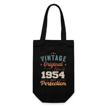 März 1954 Jahrgang geboren Vintage Geburtstag - Geschenkbeutel für Flaschen - Schwarz - Vorne