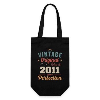 März 2011 Jahrgang geboren Vintage Geburtstag - Geschenkbeutel für Flaschen - Schwarz - Vorne