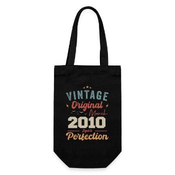 März 2010 Jahrgang geboren Vintage Geburtstag - Geschenkbeutel für Flaschen - Schwarz - Vorne