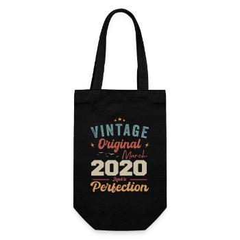 March 2020 Vintage Born Vintage Birthday - Gift Bag for Bottles - black - Front