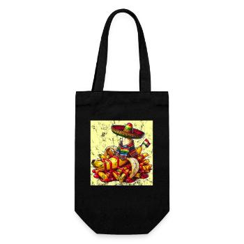 Cinco de Mayo Banane mit Ketchup und Pommes - Geschenkbeutel für Flaschen - Schwarz - Vorne