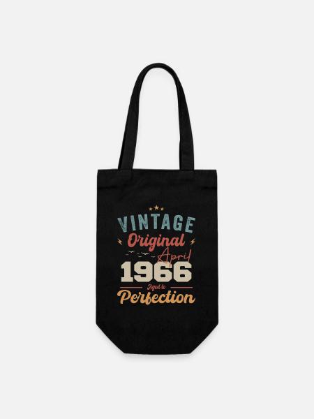 Vintage Geboren im April 1966 Geburtstagsgeschenk - Geschenkbeutel für Flaschen - Schwarz