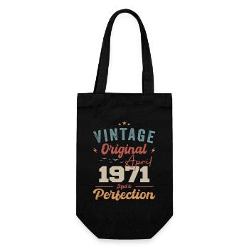 Vintage Geboren im April 1971 Geburtstagsgeschenk - Geschenkbeutel für Flaschen - Schwarz - Vorne