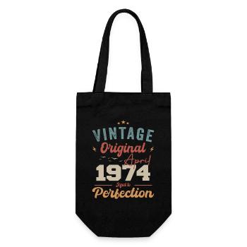 Vintage Geboren im April 1974 Geburtstagsgeschenk - Geschenkbeutel für Flaschen - Schwarz - Vorne