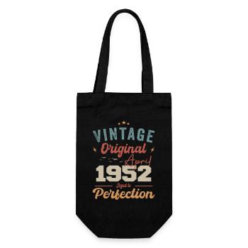 Vintage Geboren im April 1952 Geburtstagsgeschenk - Geschenkbeutel für Flaschen - Schwarz - Vorne